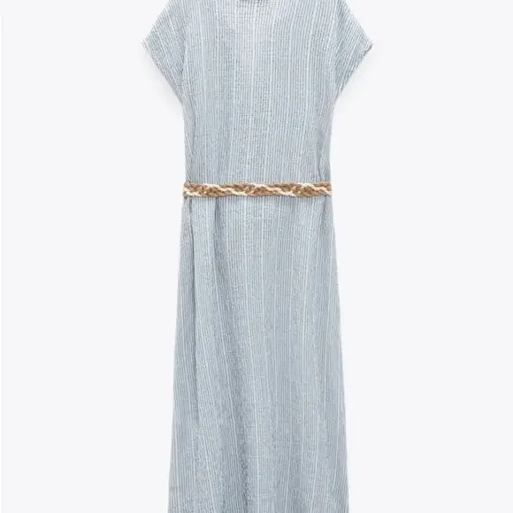 ZARA STRIPED MIDI DRESS - Picture 7 of 8